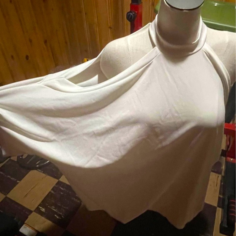 White cold shoulder shirt
